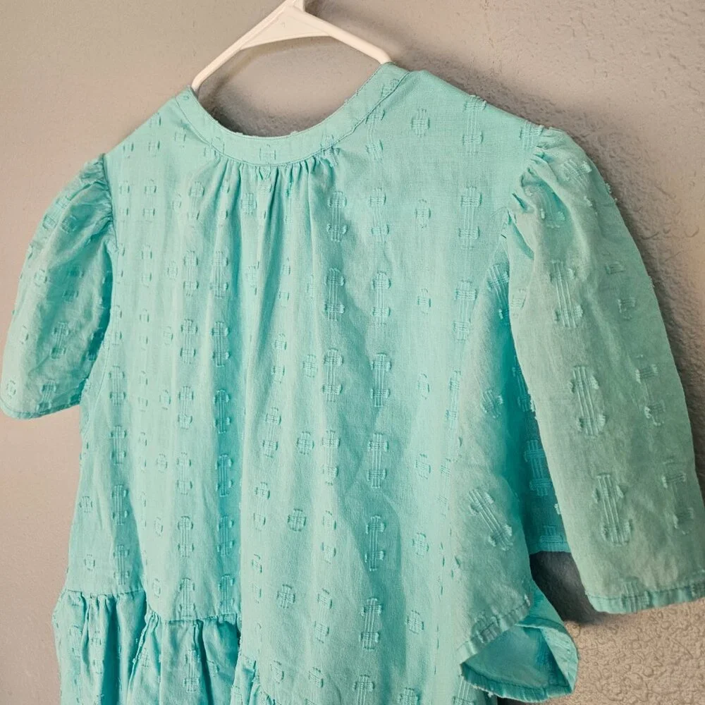 Sundance Sienna Breeze Dress Turquoise XL Button Front Boho Chic Flowy Cottage
